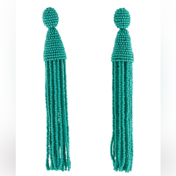 Oscar de la Renta Jewelry - Oscar de la Renta Aquamarine Classic Long Tassel Clip-On Earrings